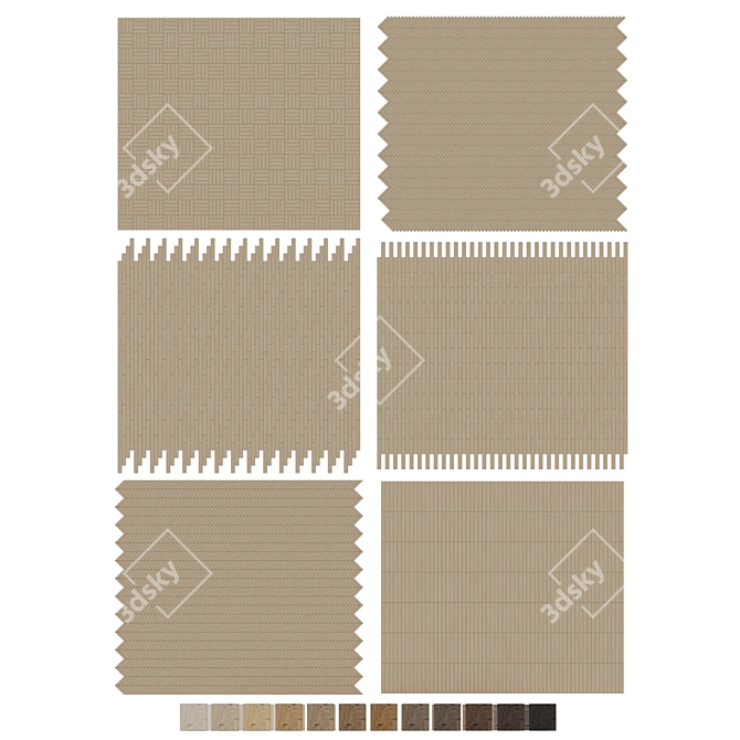 Oak Parquet Flooring Collection 3D model image 7