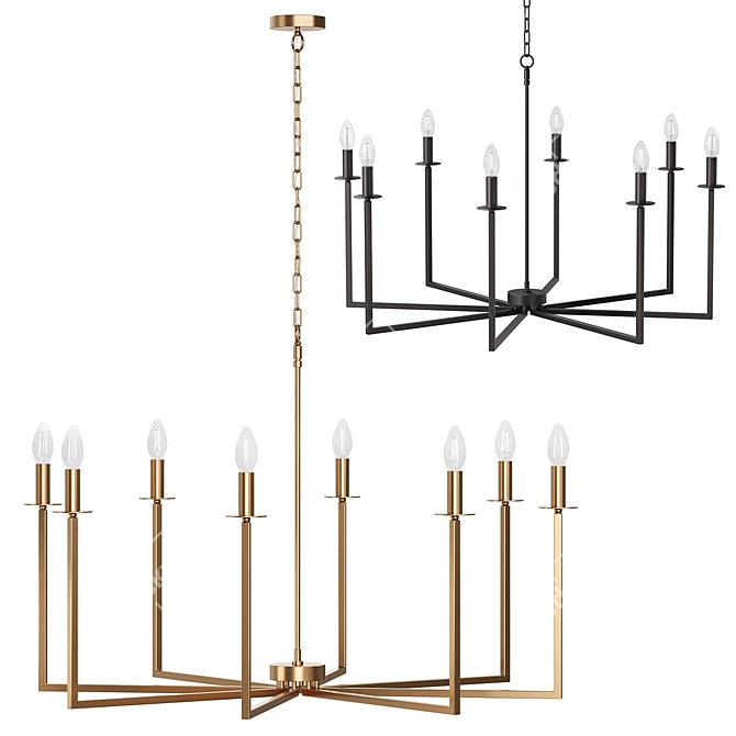 Mid-Century Minimalist Brass Chandelier 3D model image 1