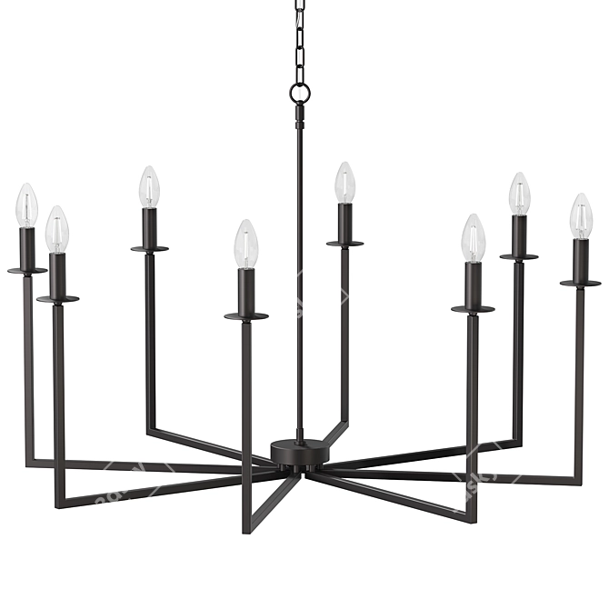 Mid-Century Minimalist Brass Chandelier 3D model image 4