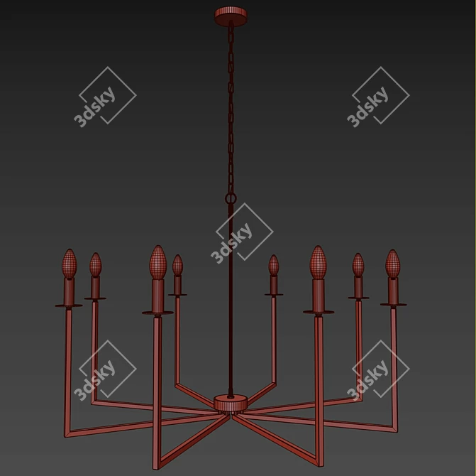 Mid-Century Minimalist Brass Chandelier 3D model image 5