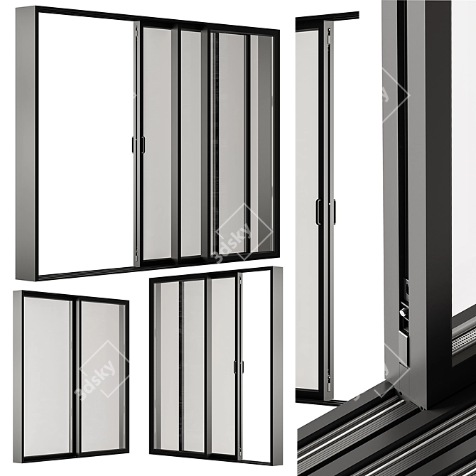 Metal Sliding Window Set 20 3D model image 1