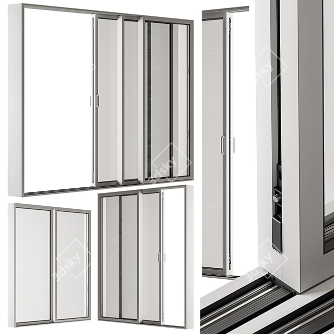 Metal Sliding Window Set 20 3D model image 2