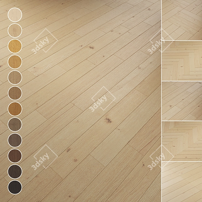 Oak Parquet Flooring Collection 3D model image 1