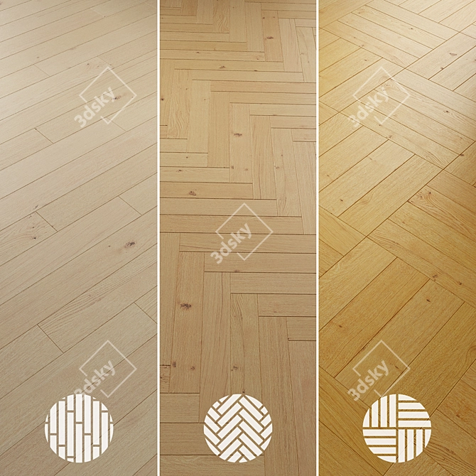 Oak Parquet Flooring Collection 3D model image 2