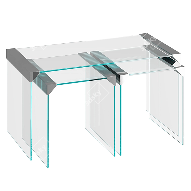 Modern Glass Side Table 3D model image 1