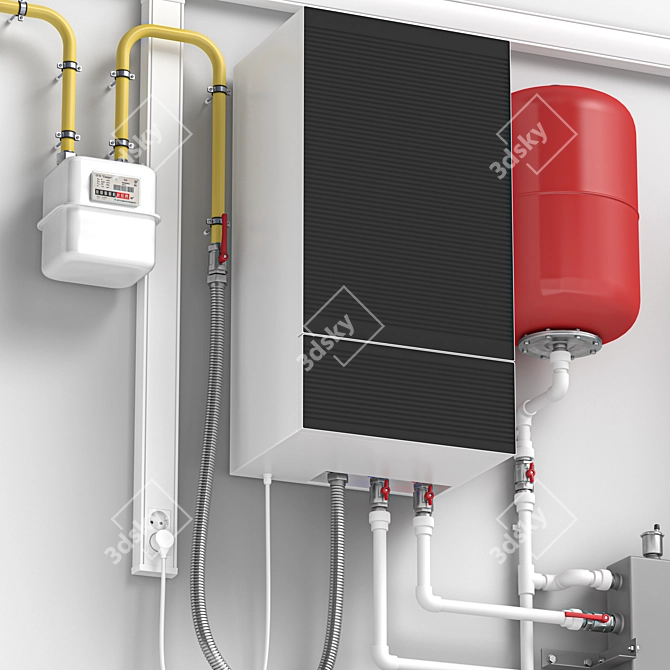 Home Gas Boiler Setup Model 3D model image 3