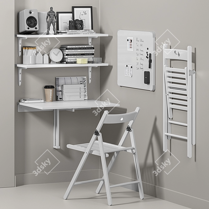 Compact Balcony Home Office Setup 3D model image 1