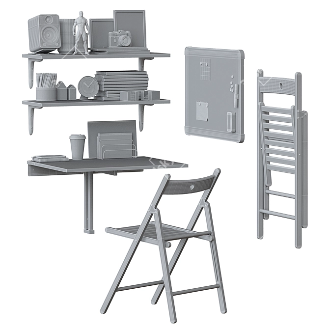 Compact Balcony Home Office Setup 3D model image 4