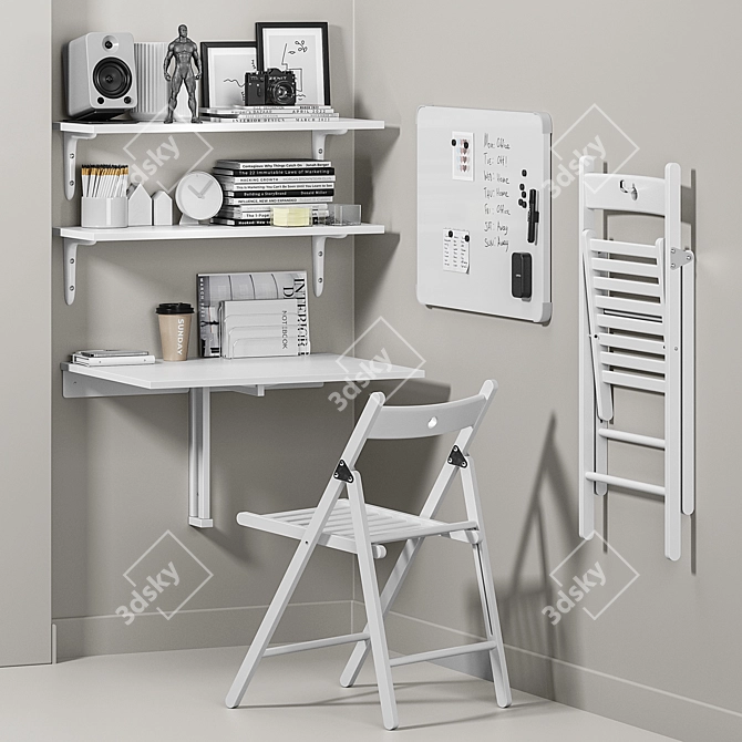 Compact Balcony Home Office Setup 3D model image 14