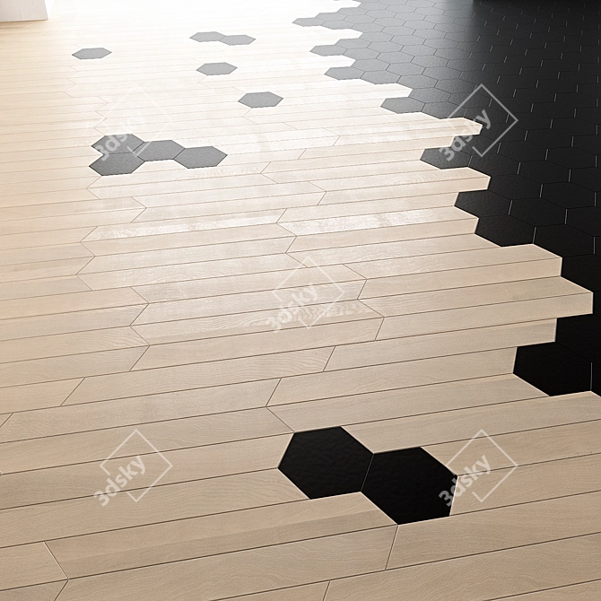 Designer Floor Tiles, 60° Angle 3D model image 1