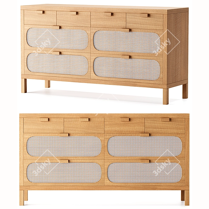 Allegra 8-Drawer Dresser by BD Studio 3D model image 1