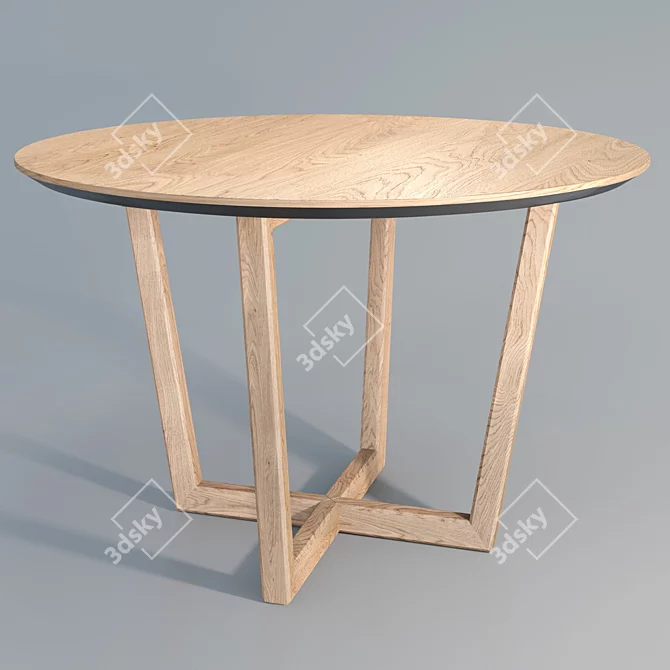 Tohma Round Oak Dining Table 3D model image 2