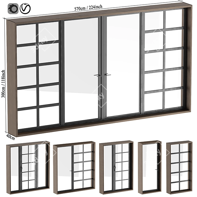 Modern Doors Windows Materials Set 3D model image 1