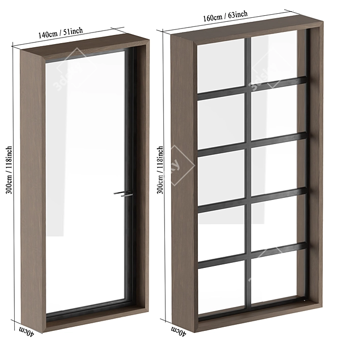 Modern Doors Windows Materials Set 3D model image 5