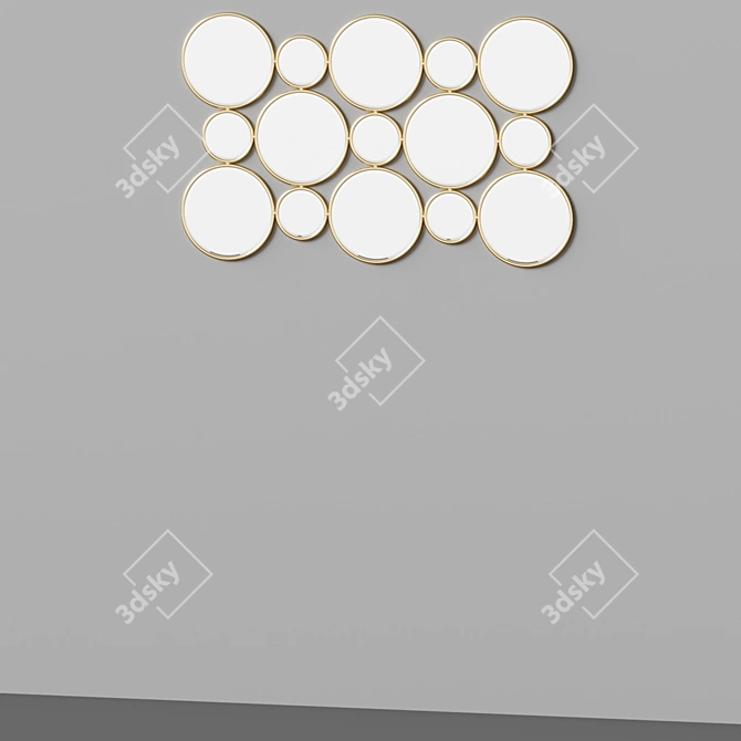 Gold Circles Wall Mirror 91x56cm 3D model image 2