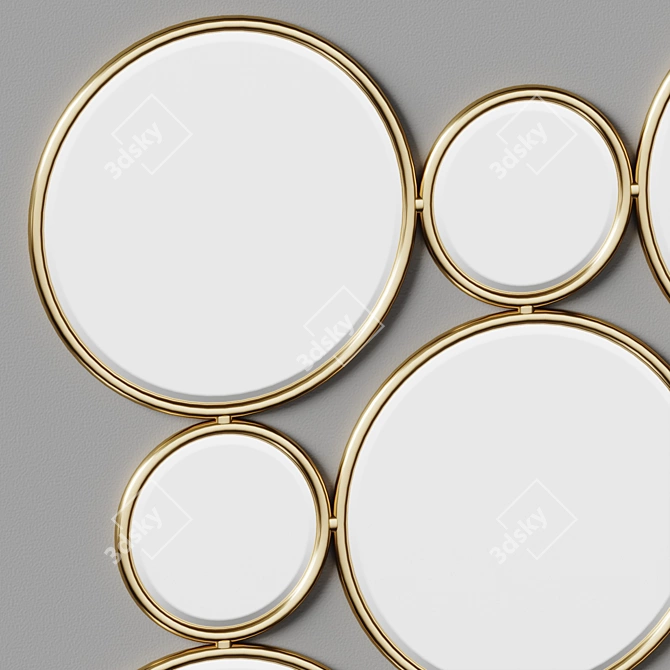 Gold Circles Wall Mirror 91x56cm 3D model image 4