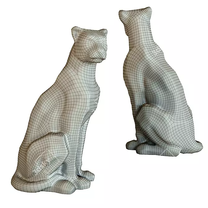 Copper Sitting Cat Figurine 3D model image 2