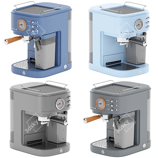 Modern Semi-Auto Coffee Machine 3D model image 4