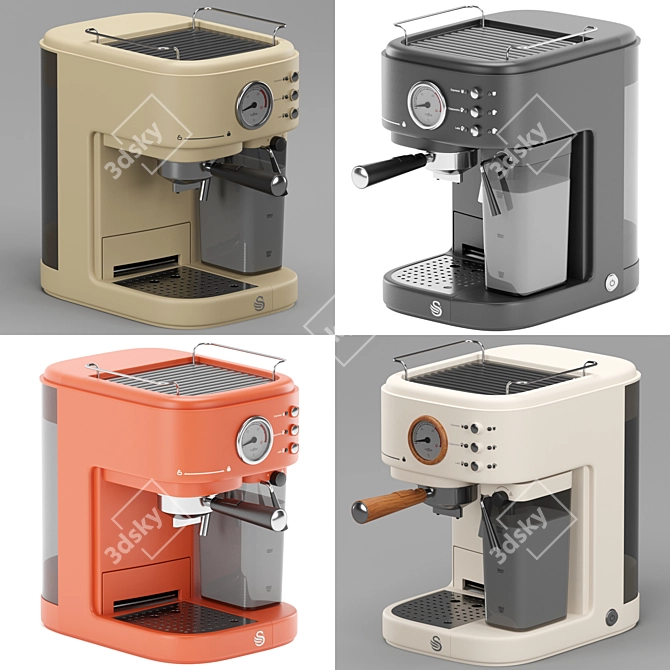 Modern Semi-Auto Coffee Machine 3D model image 5