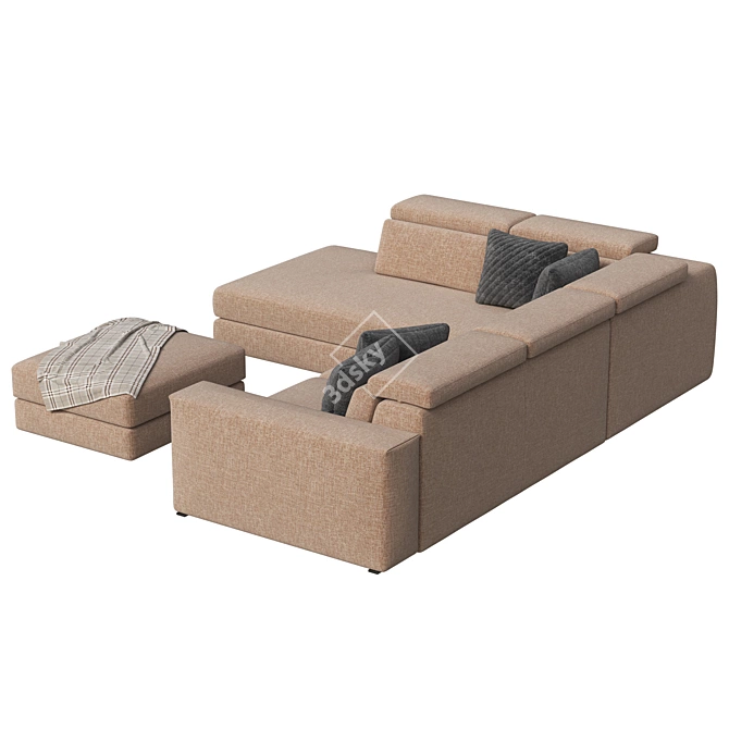 Elegant Leather Sofa with Charm 3D model image 5