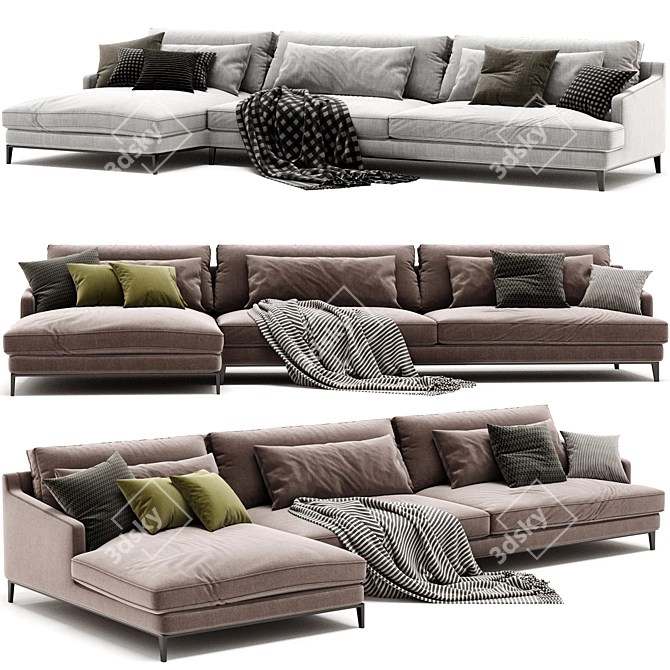 Sleek Poliform Bellport Sofa 3D model image 3