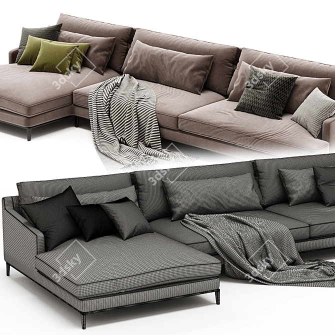 Sleek Poliform Bellport Sofa 3D model image 4