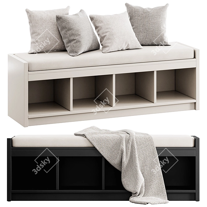 Ashley Shoe Storage Bench: Multi-functional Organizer 3D model image 1