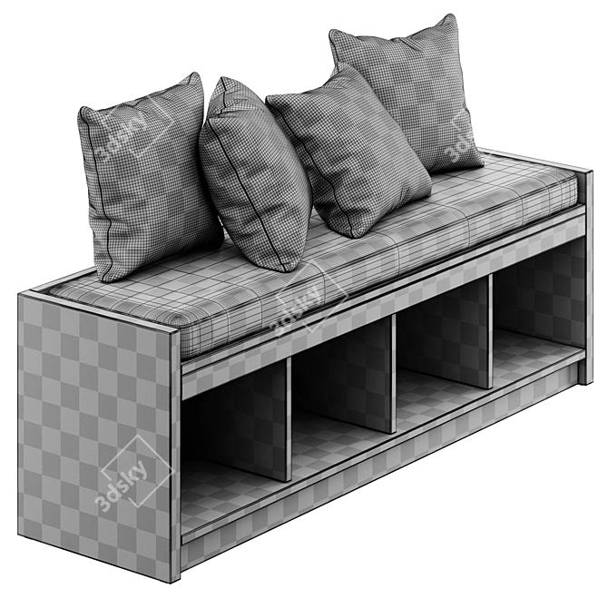 Ashley Shoe Storage Bench: Multi-functional Organizer 3D model image 5