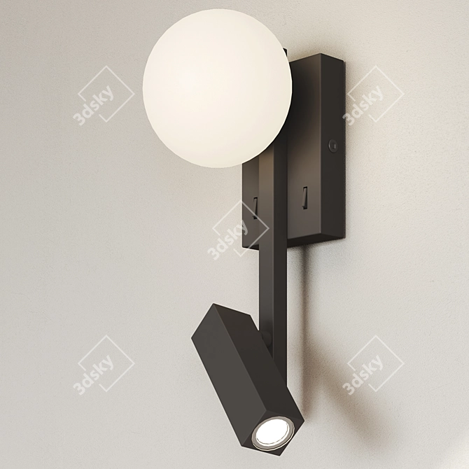 Modern Black White LED Wall Sconce 3D model image 2