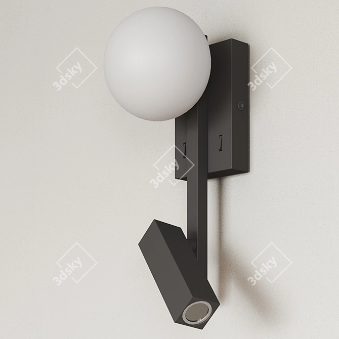 Modern Black White LED Wall Sconce 3D model image 3