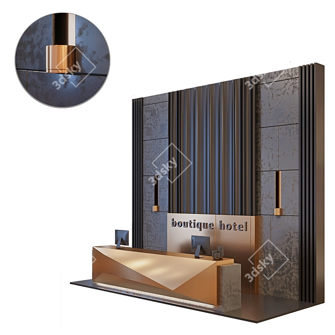 Elegant Reception Desk Furniture 3D model image 6