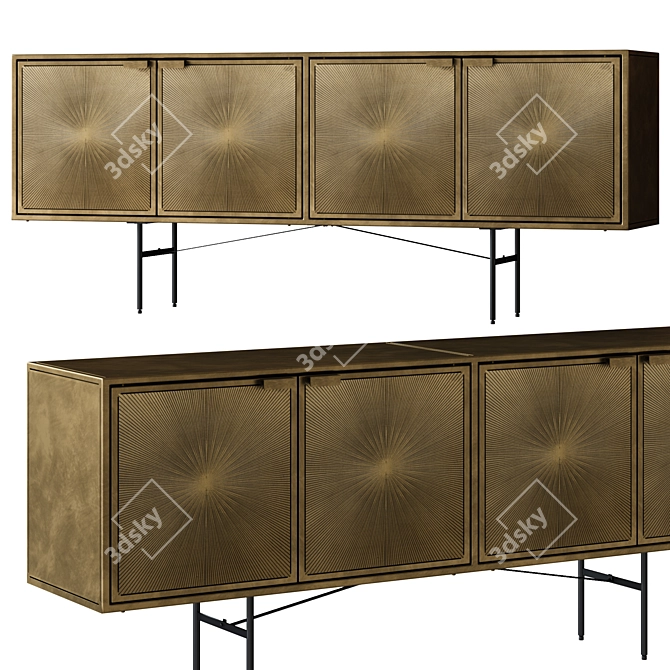 Luxury Aged Brass Sideboard 3D model image 1