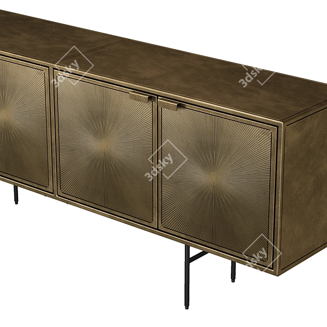 Luxury Aged Brass Sideboard 3D model image 2