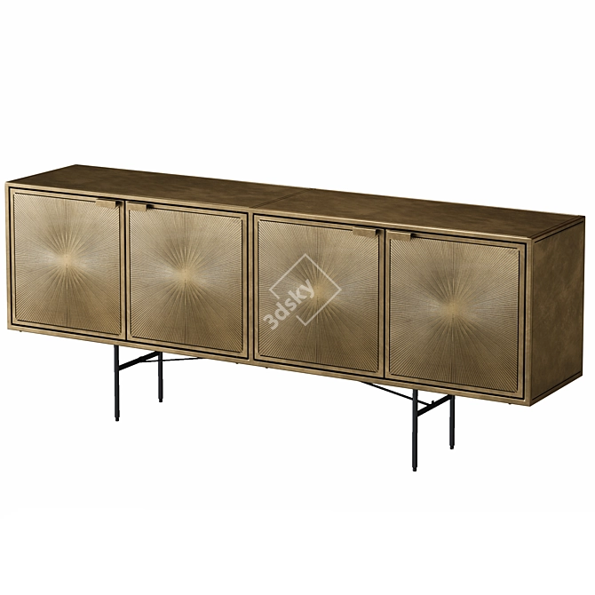 Luxury Aged Brass Sideboard 3D model image 3