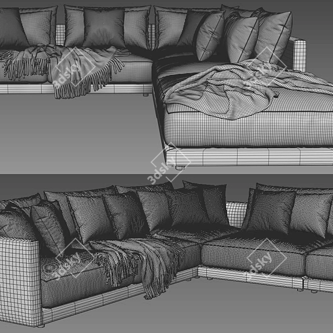 Modern Poliform Bristol Sofa Set 3D model image 4