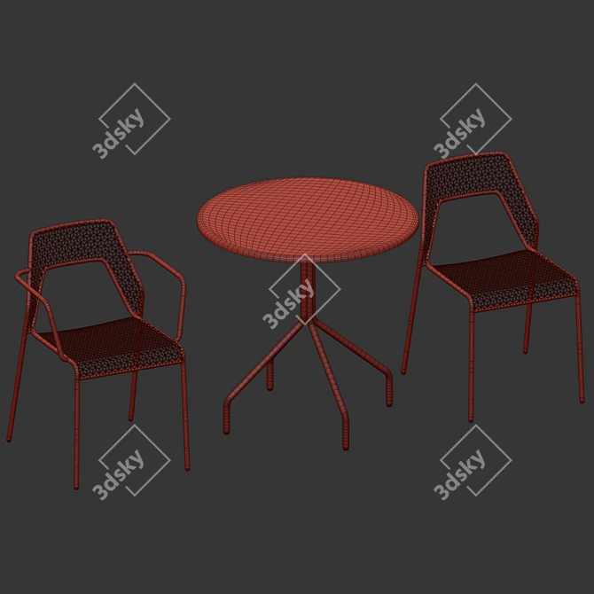 Modern Mesh Table Chair Render 3D model image 3