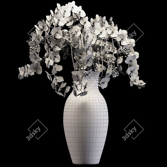 Elegant Orchid Bouquet with Vase 3D model image 3