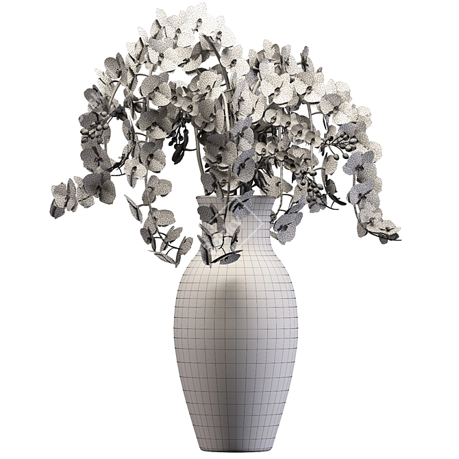 Elegant Orchid Bouquet with Vase 3D model image 4