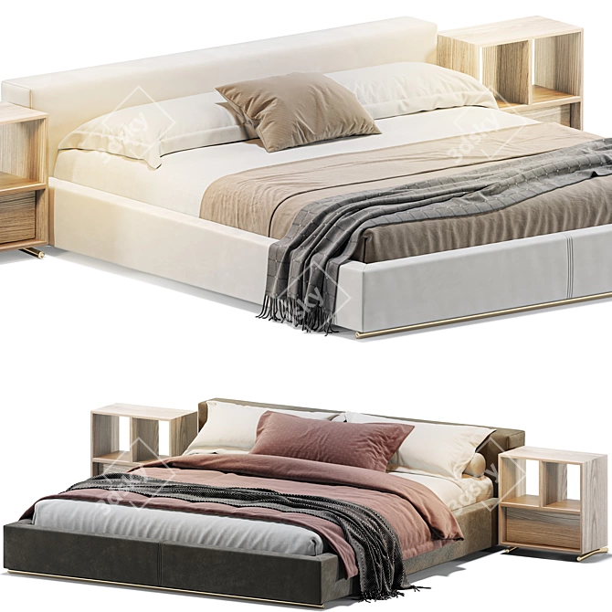 Flexform Groundpiece Bed: Modular Design 3D model image 2