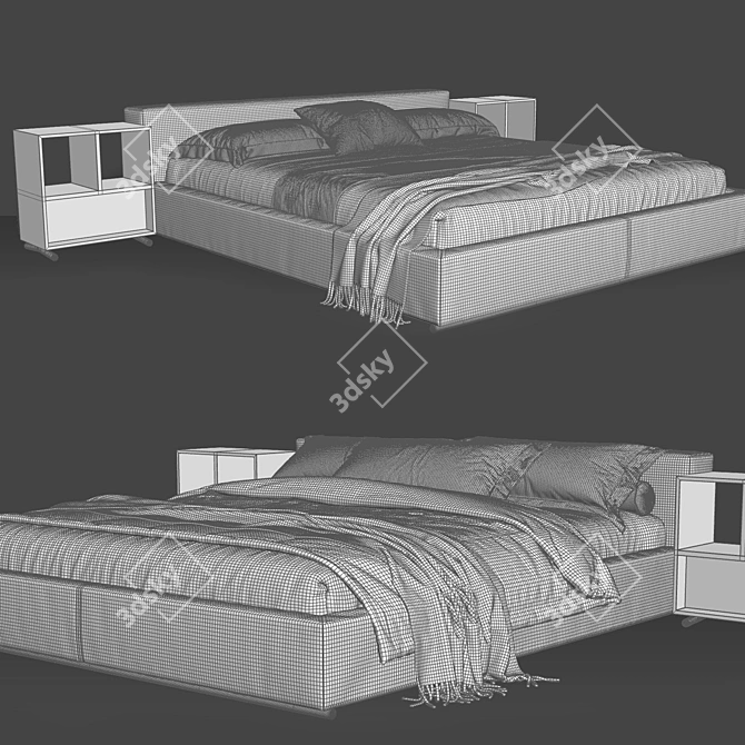 Flexform Groundpiece Bed: Modular Design 3D model image 3