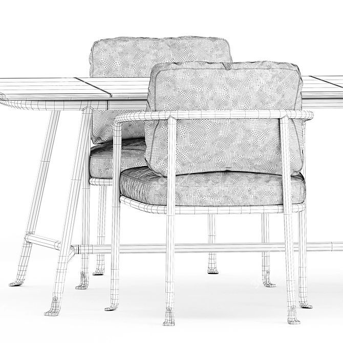 Elegant Borea Chair & Table 3D model image 5