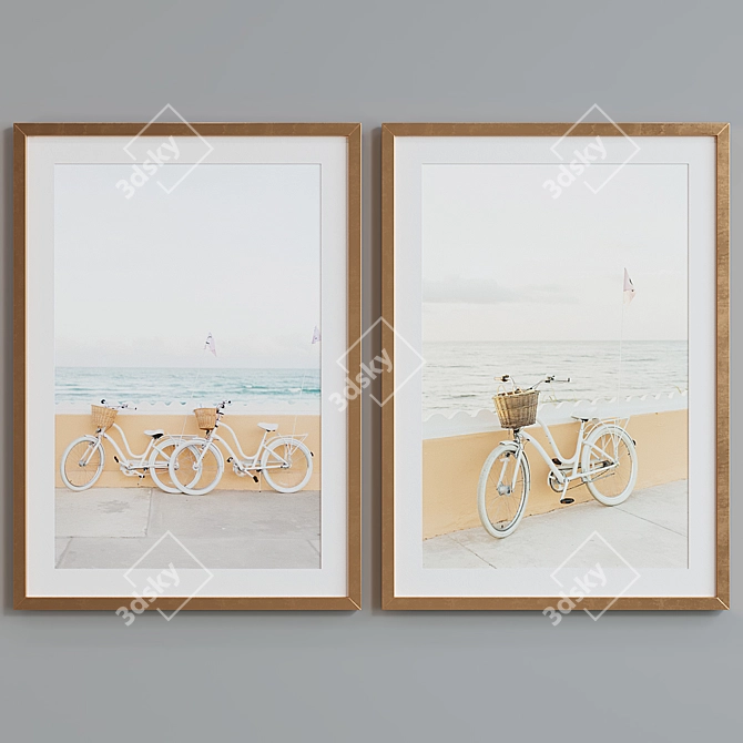 Modern Bicycle Picture Frame Set 3D model image 2