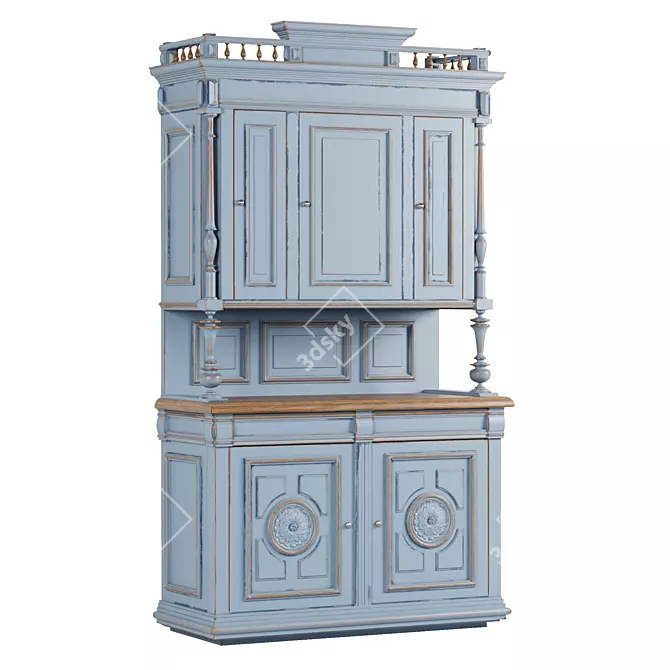 Italian Carved Wooden Cupboard 3D model image 1