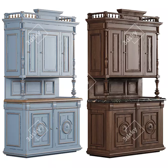 Italian Carved Wooden Cupboard 3D model image 3