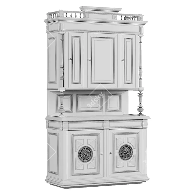 Italian Carved Wooden Cupboard 3D model image 4