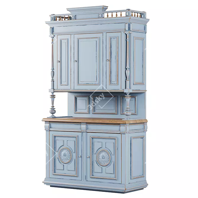 Italian Carved Wooden Cupboard 3D model image 6