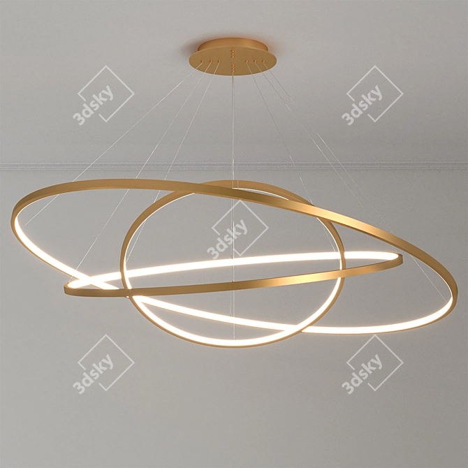 Modern Newport Gold Pendant Chandelier 3D model image 2