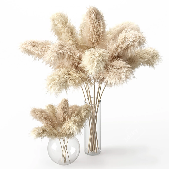 Dried Pampas Grass Vase Set 3D model image 1