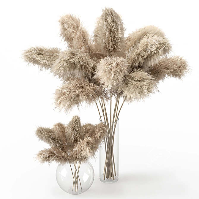 Dried Pampas Grass Vase Set 3D model image 2