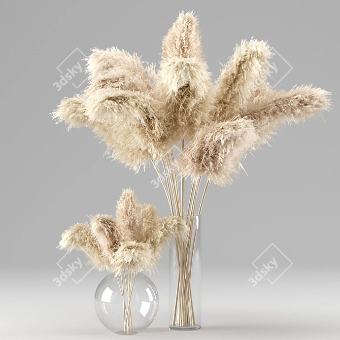 Dried Pampas Grass Vase Set 3D model image 4